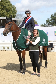 Claire Fielding takes the spoils in the Retraining of Racehorses Bronze League Championship